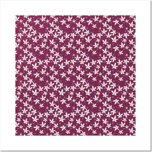 Maroon & White Floral Pattern Posters and Art
